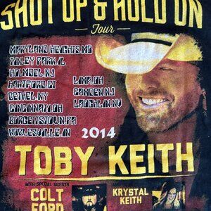 Toby Keith Shut Up & Hold On 2014 Tour Shirt double sided graphic size S unisex